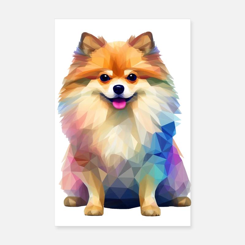 Dessin géométrique Spitz miniature - Poster 20 x 30 cm - blanc
