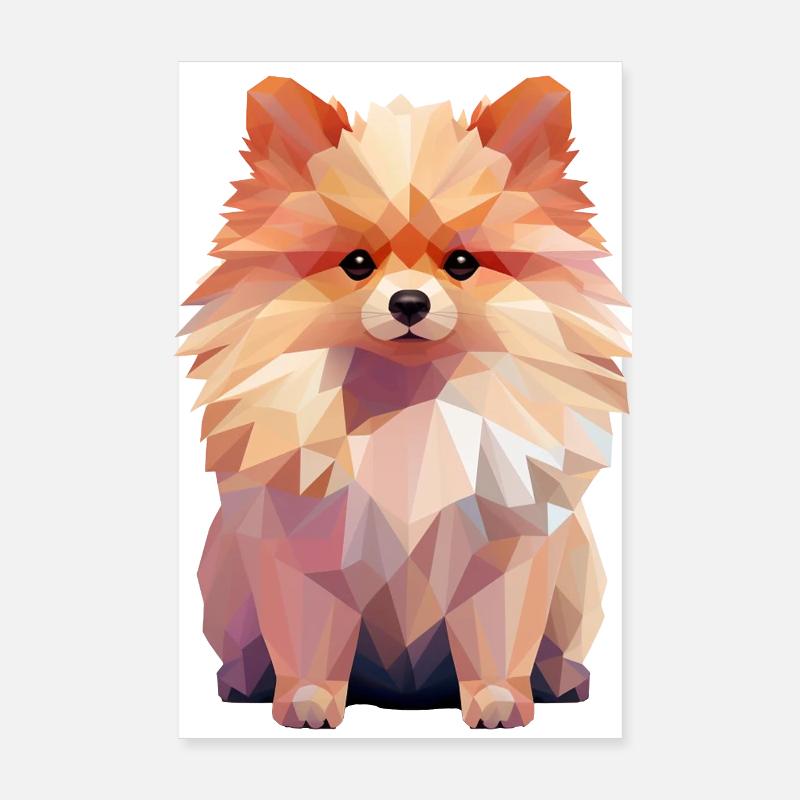 Miniature Spitz Geometric Drawing Poster 8" x 12" (20x30 cm)