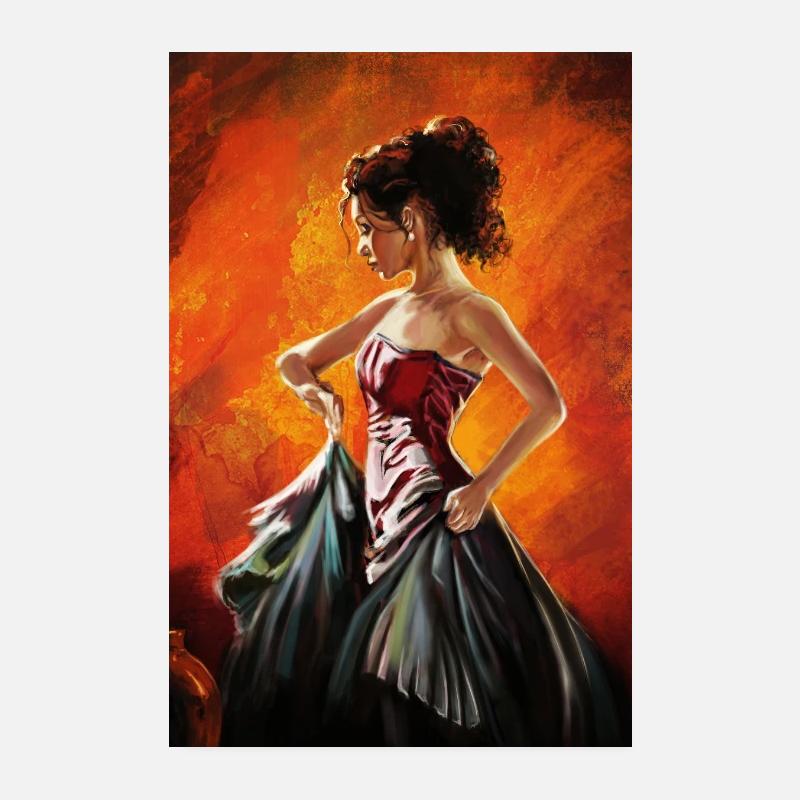 Danseuse flamenco - Poster 20 x 30 cm - blanc