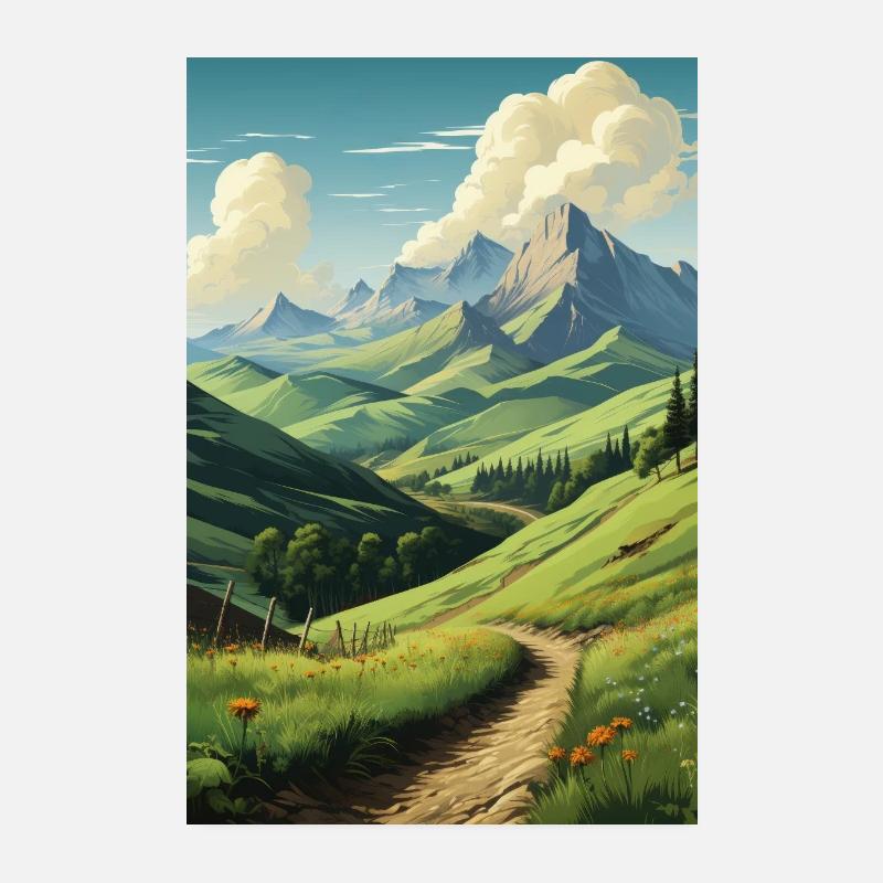 Mountain Retro Holiday, Retro Style Poster 20 x 30 cm