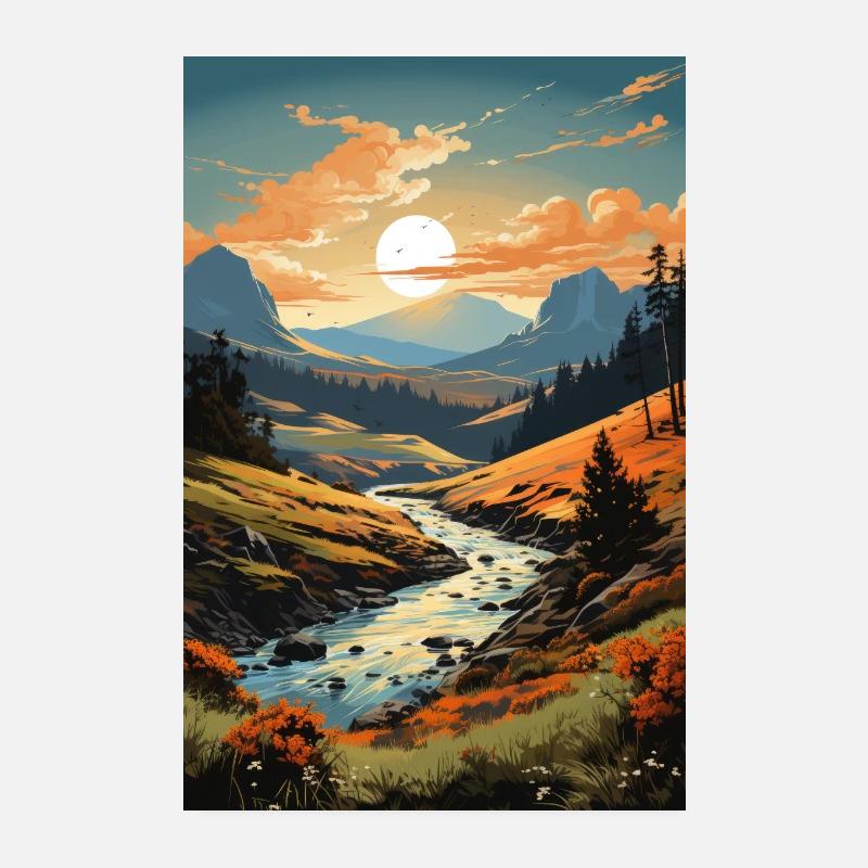 Mountain Retro Holiday, Retro Style Poster 20 x 30 cm