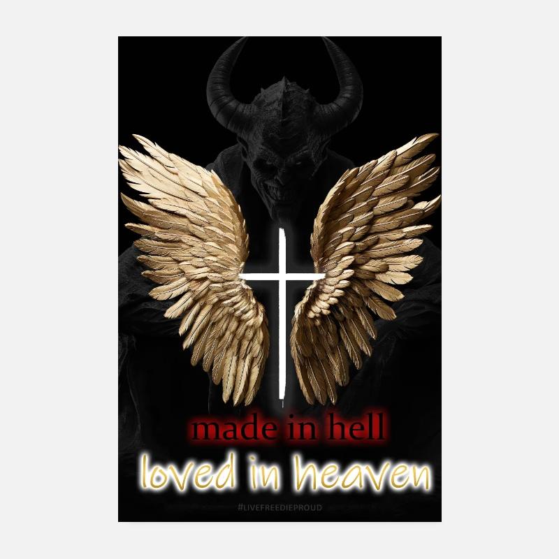 MADE IN HELL AIMÉ AU PARADIS AILES D’ANGE DORÉES Poster 20 x 30 cm