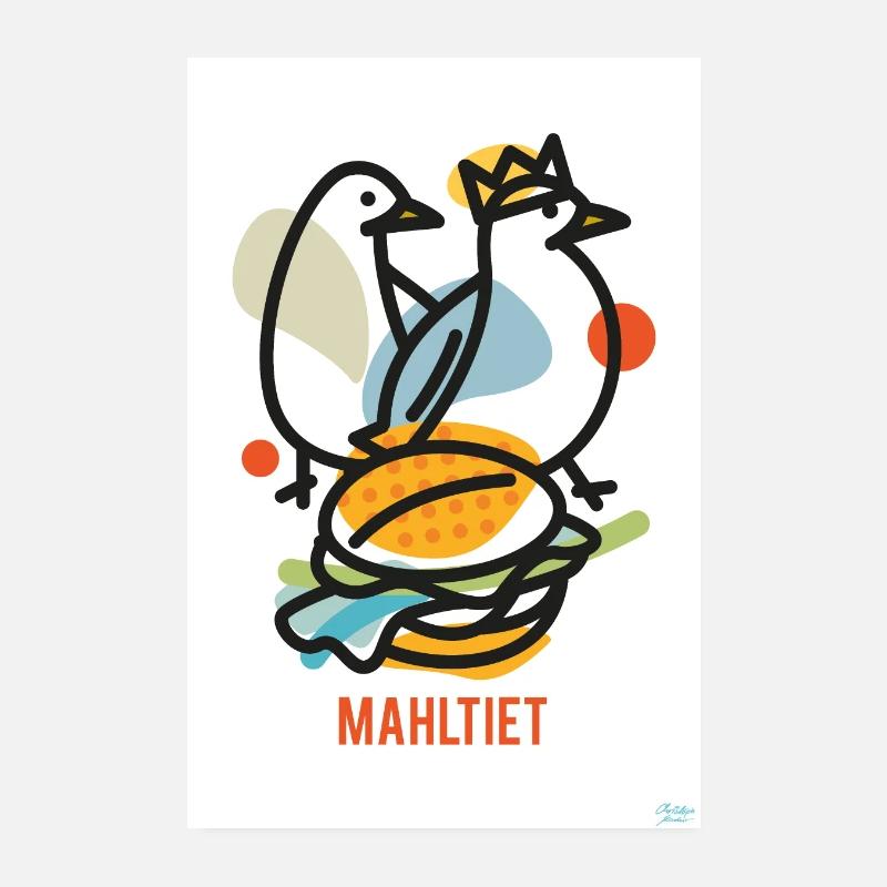 Mahltiet Seagulls Nourriture Poster 20 x 30 cm