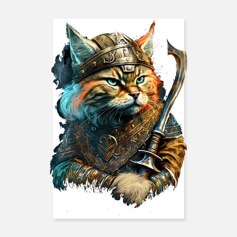 Chat viking Poster 20 x 30 cm