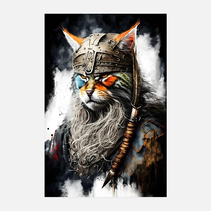 Wikingerkatze in Uniform Poster 20x30 cm