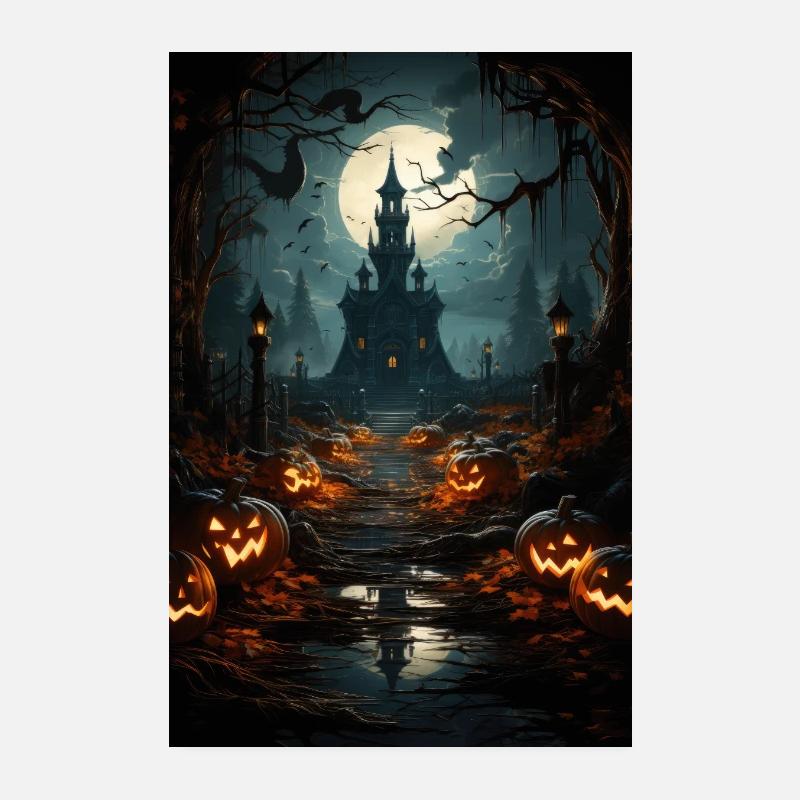 Spukhaus/Palast. Halloween-Deko Poster 20x30 cm