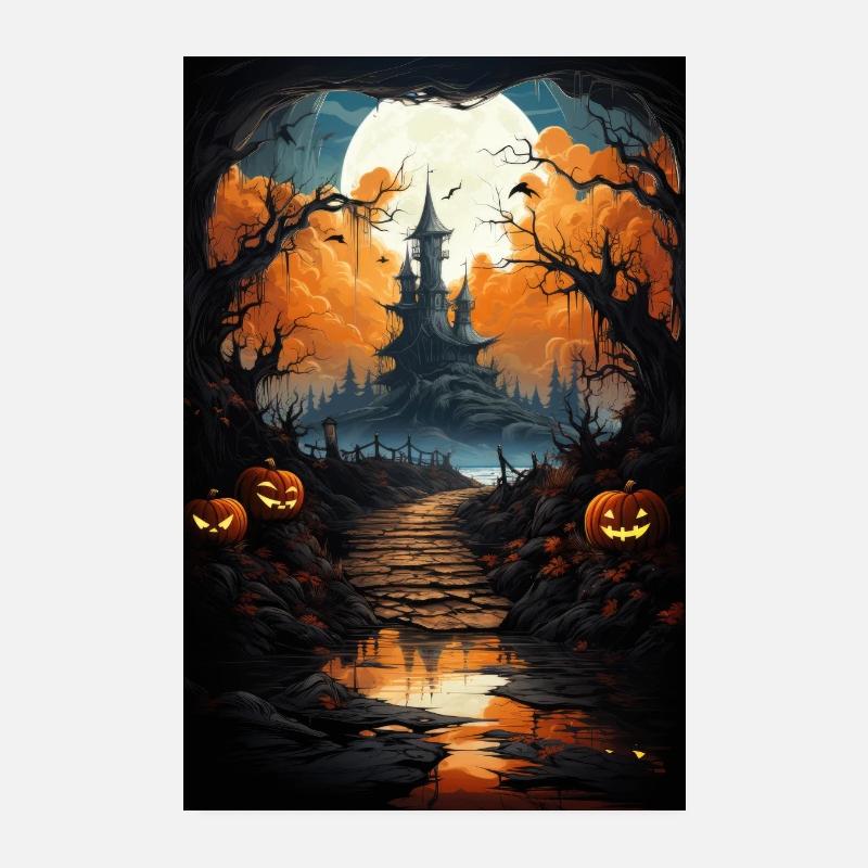 Haunted House/Palace. Halloween décor Poster 8" x 12" (20x30 cm)