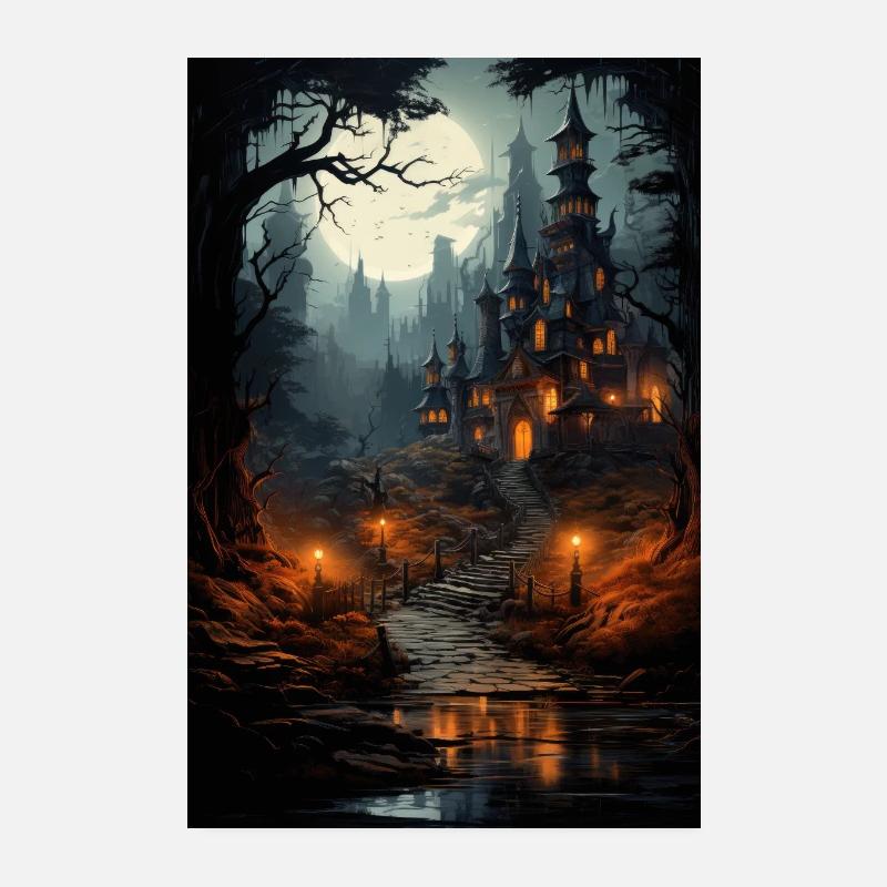 Maison hantée / palais. Décor d’Halloween Poster 20 x 30 cm