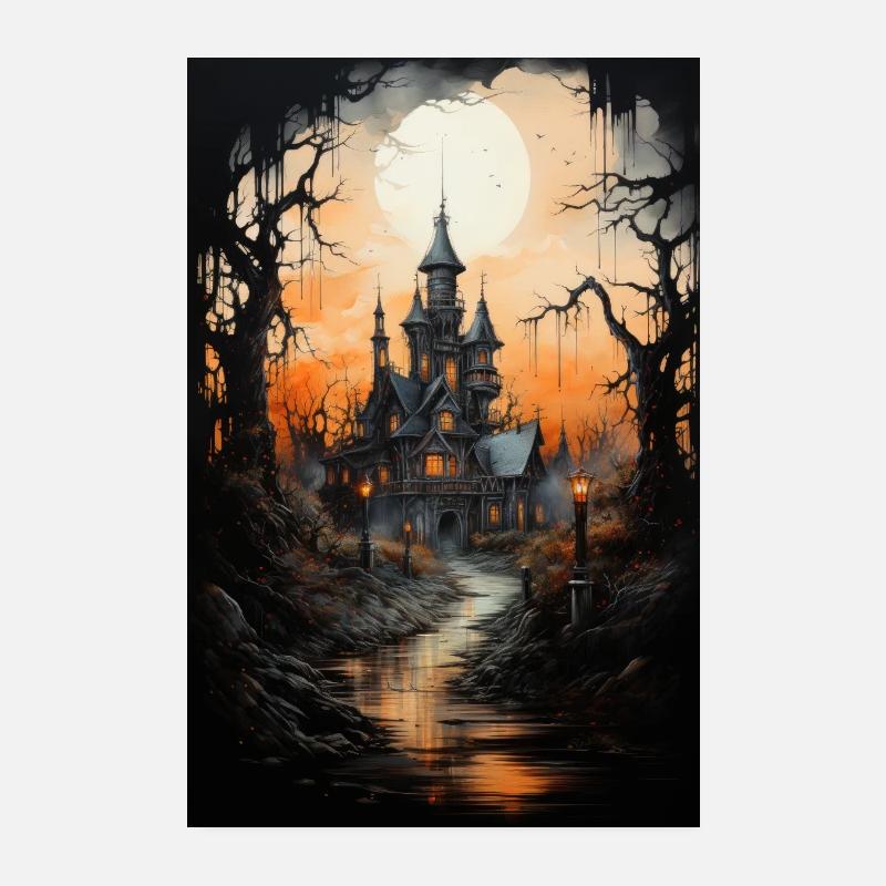 Maison hantée / palais. Décor d’Halloween Poster 20 x 30 cm
