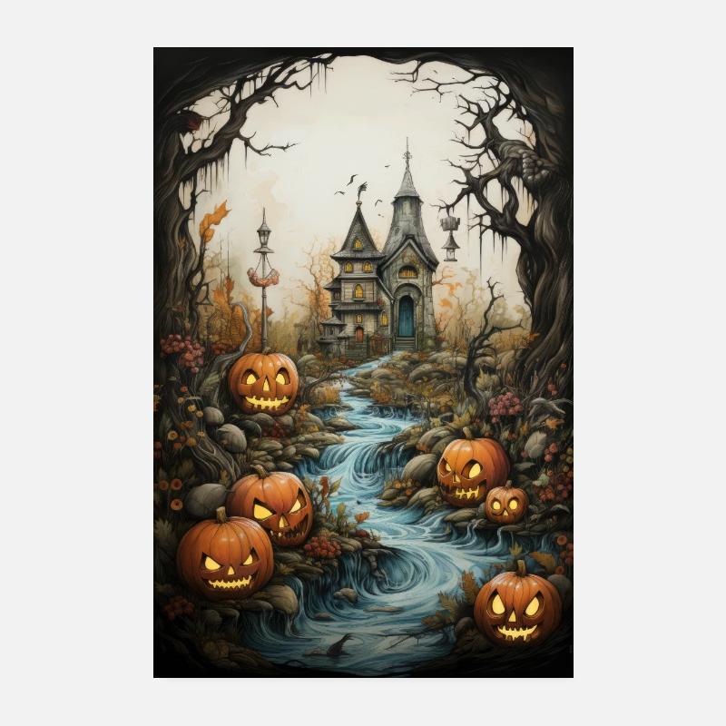Maison hantée / palais. Décor d’Halloween Poster 20 x 30 cm