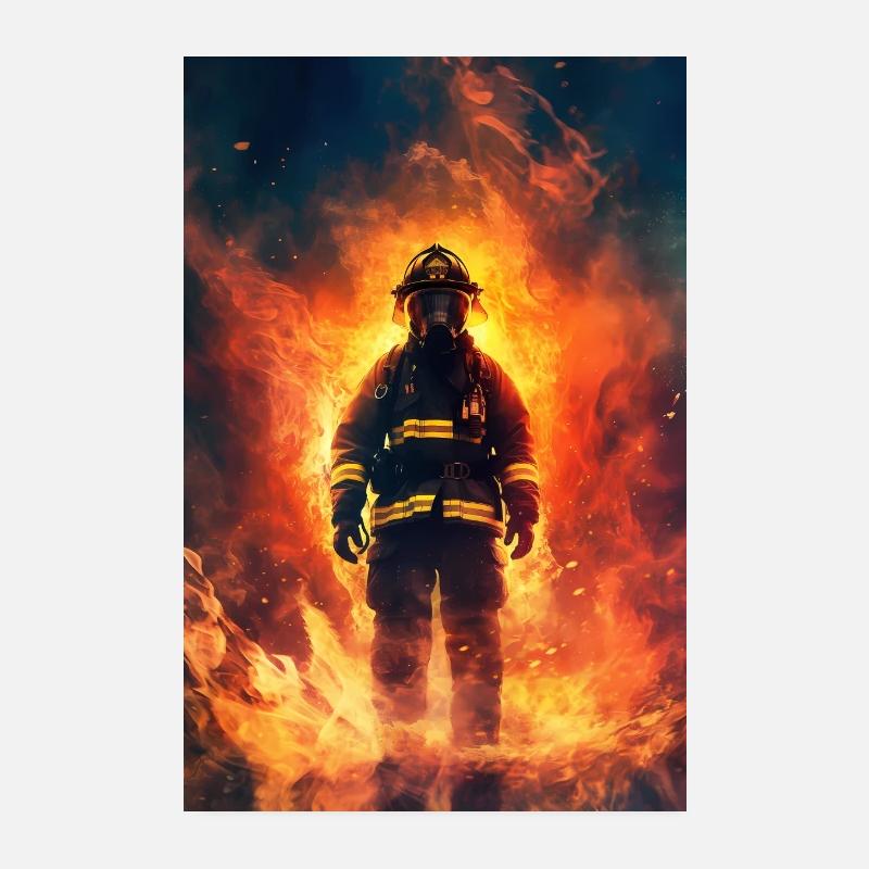 Feuerwehrmann - Poster 20x30 cm - Weiß