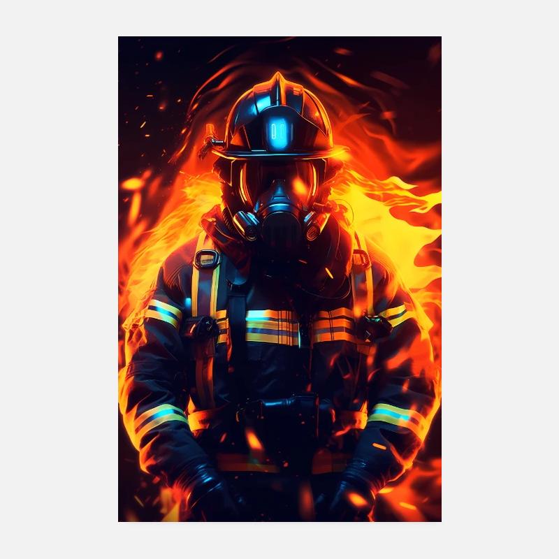 Feuerwehrmann - Poster 20x30 cm - Weiß