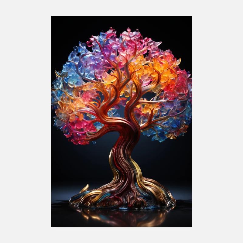 Baum des Lebens 01 - Poster 20x30 cm - Weiß