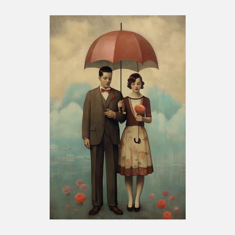 Vintage Couple, Old-fashioned Style, Elegance Poster 8" x 12" (20x30 cm)