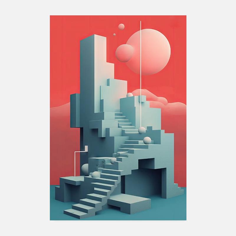 Affiche de style architectural au design coloré Poster 20 x 30 cm