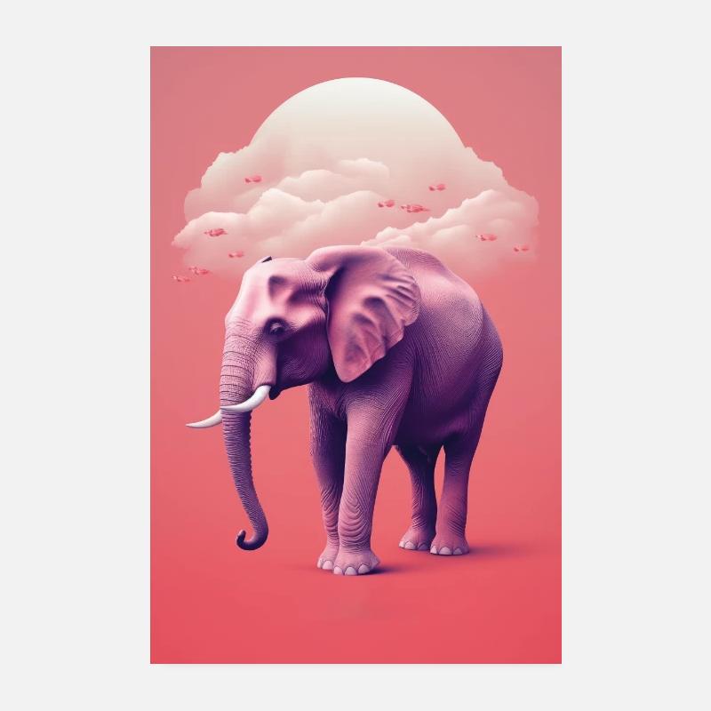 Poster with pink elephant Poster 8" x 12" (20x30 cm)