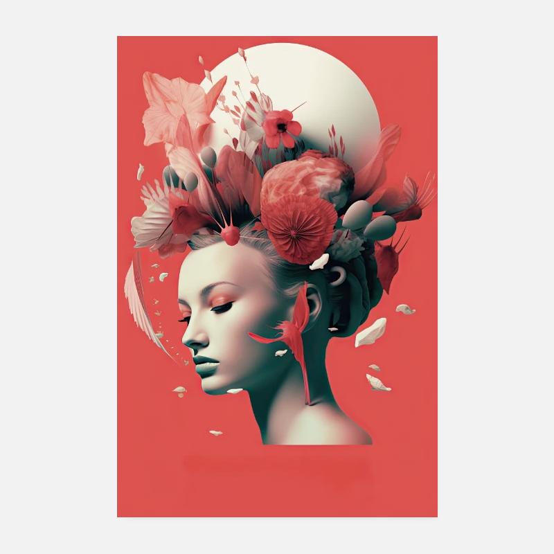 Plakat mit einer Frau mit Blumen Poster 20x30 cm