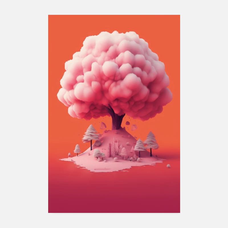 Cloud tree poster in colorful design Poster 8" x 12" (20x30 cm)