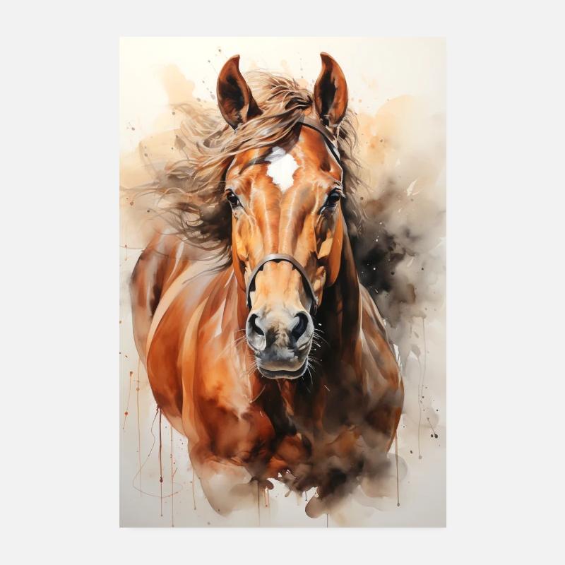 Belle affiche de cheval avec un cheval peint - Poster 20 x 30 cm - blanc