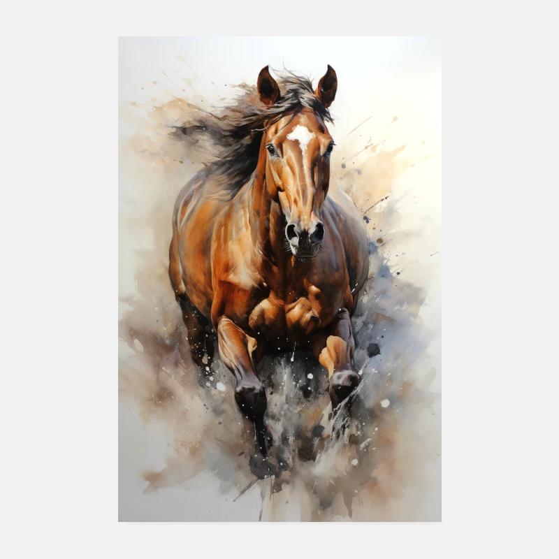 Belle affiche de cheval avec un cheval peint - Poster 20 x 30 cm - blanc