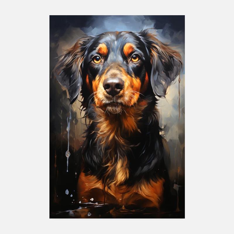 Belle affiche de chien avec un chien peint Poster 20 x 30 cm