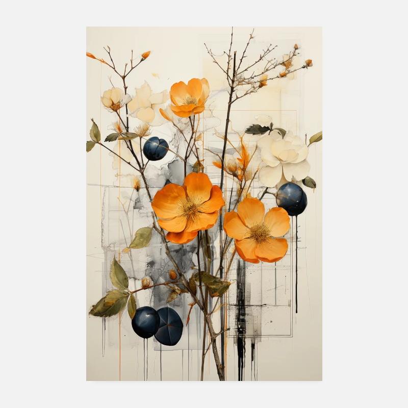 Digitale Malerei Kunst Stil Blumen Kunstdruck Poster 20x30 cm