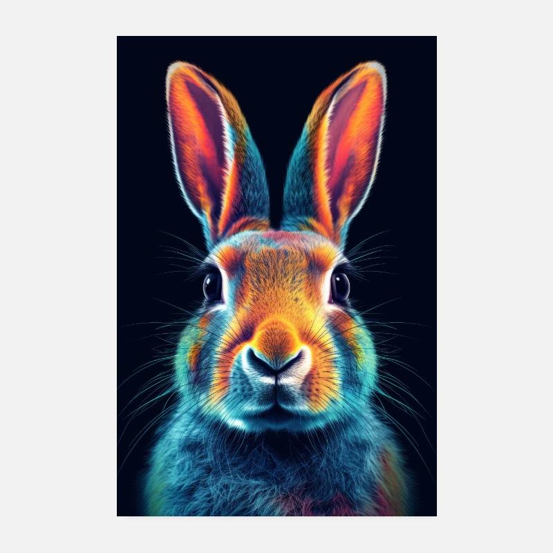 Bunny Bunny Animal Pet Bunny Neon Poster 8" x 12" (20x30 cm)