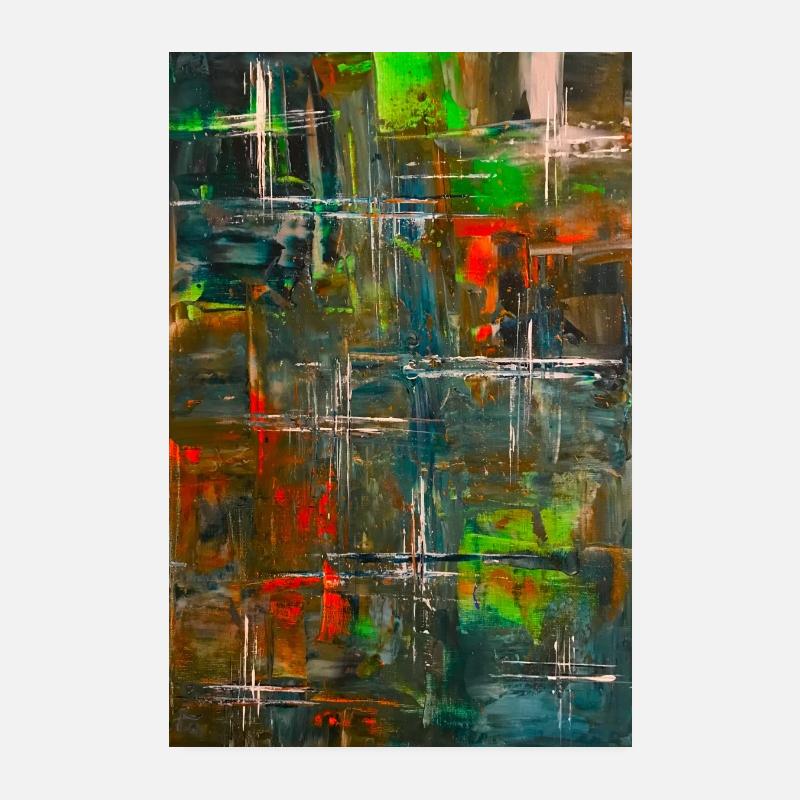 Acrylgemälde - Blick aus dem Fenster Poster 20x30 cm