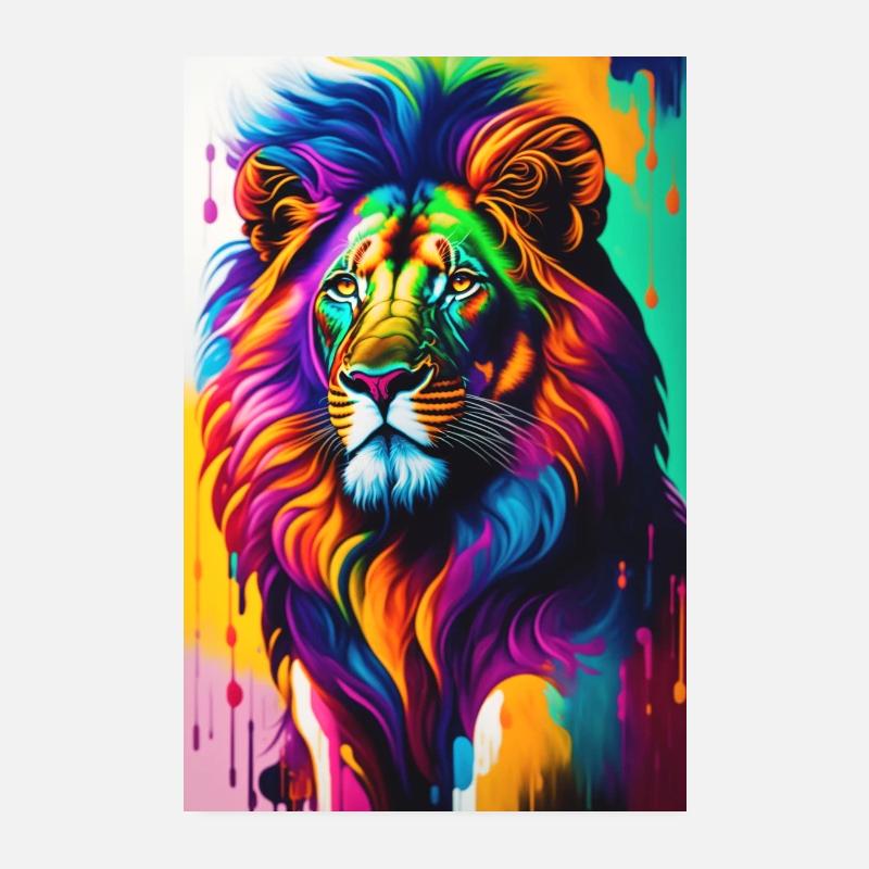 Buntes Löwenposter Poster 20x30 cm