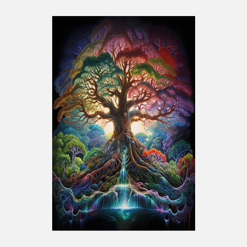 Arbre de vie psychédélique Poster 20 x 30 cm