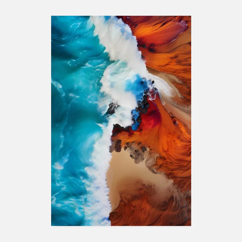 Abstract Ocean waves Poster 8" x 12" (20x30 cm)
