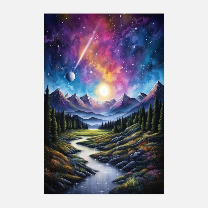 Galactic Peaks: Where Universes Meet Poster 8" x 12" (20x30 cm)