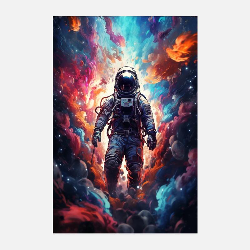 Psychedelic astronaut in space Poster 8" x 12" (20x30 cm)