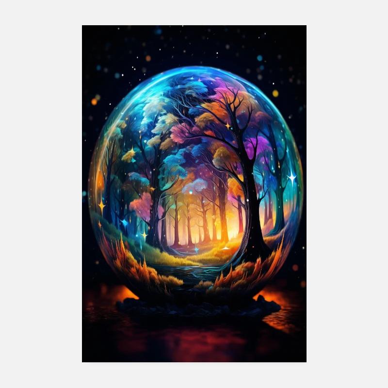 Psychedelic crystal ball in the forest Poster 8" x 12" (20x30 cm)