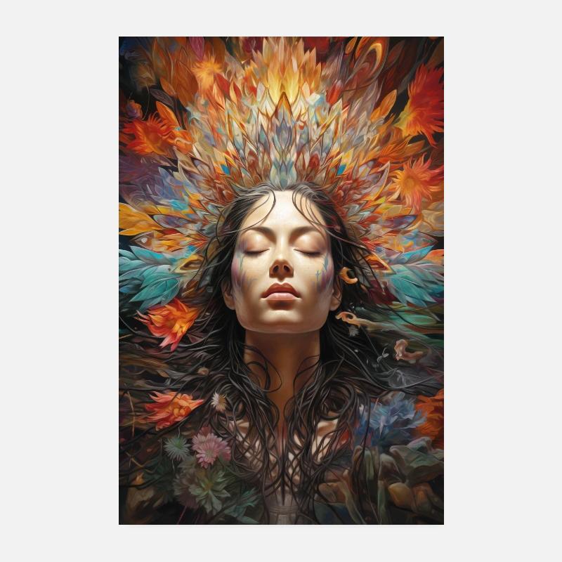 Une image psychédélique d’un visage - Poster 20 x 30 cm - blanc