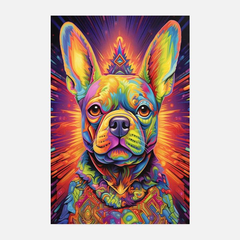Psychedelischer Hund - Poster 20x30 cm - Weiß