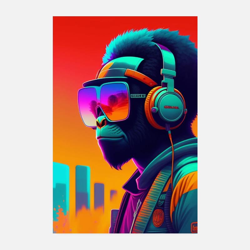 Lunettes de soleil Monkey Casque Poster 20 x 30 cm