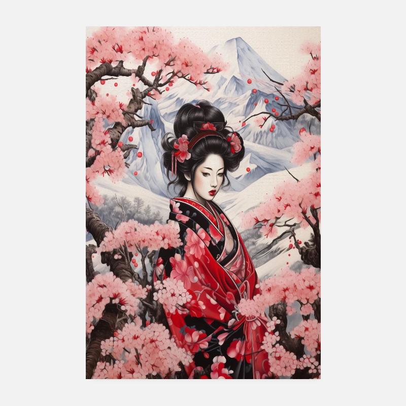 Anime Portrait Einer Geisha In Japanischem Stil Poster 20x30 cm