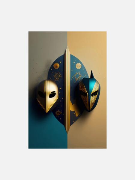 Poster, image de masque art mural décoratif - Poster 20 x 30 cm - blanc - Devant
