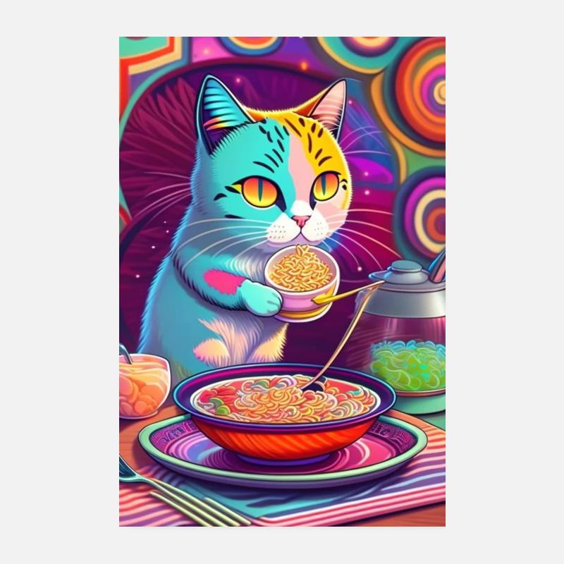 Affiche sur les manges de chat - Poster 20 x 30 cm - blanc
