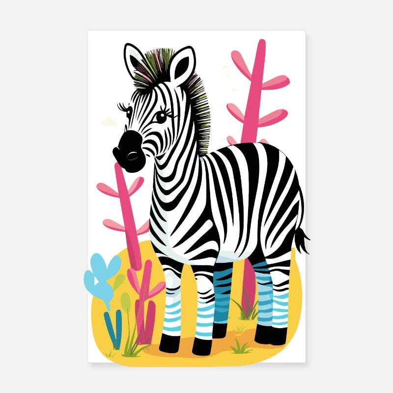 Niedliches Zebra Wildnis Mädchen Design Poster 20x30 cm