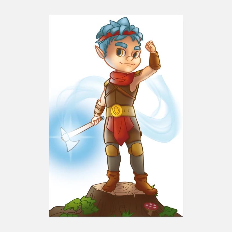 Feenwald-Elementarkrieger Waldelfen-Design Poster 20x30 cm