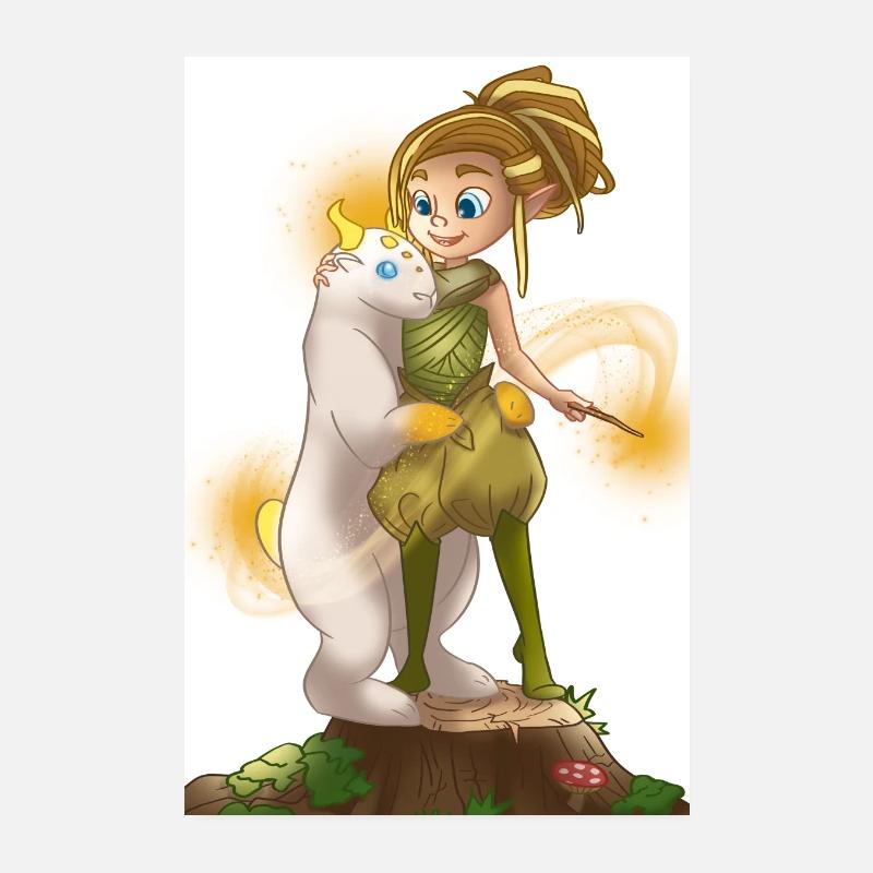 Female Elf Fantasy Design Elements Magical Pixie Poster 8" x 12" (20x30 cm)