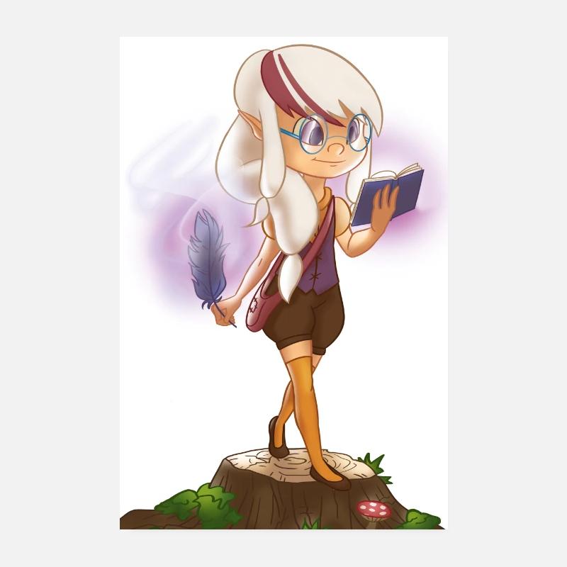 Fantasy Creatures Female Elves Reading lovers Poster 8" x 12" (20x30 cm)