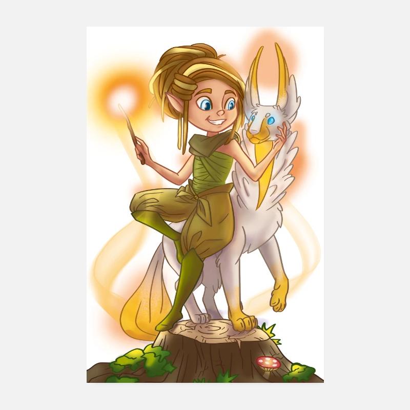 Female Elf Fantasy Design Elements Magical Poster 8" x 12" (20x30 cm)