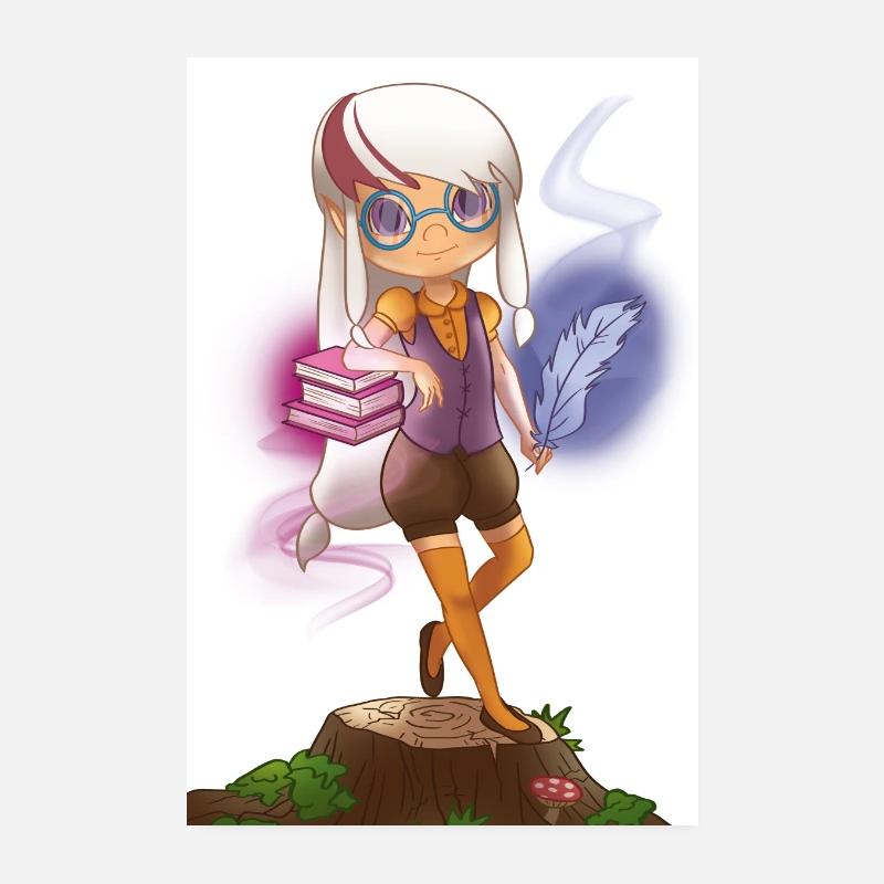 Fantasy Creatures Female Elves Reading Magical Poster 8" x 12" (20x30 cm)