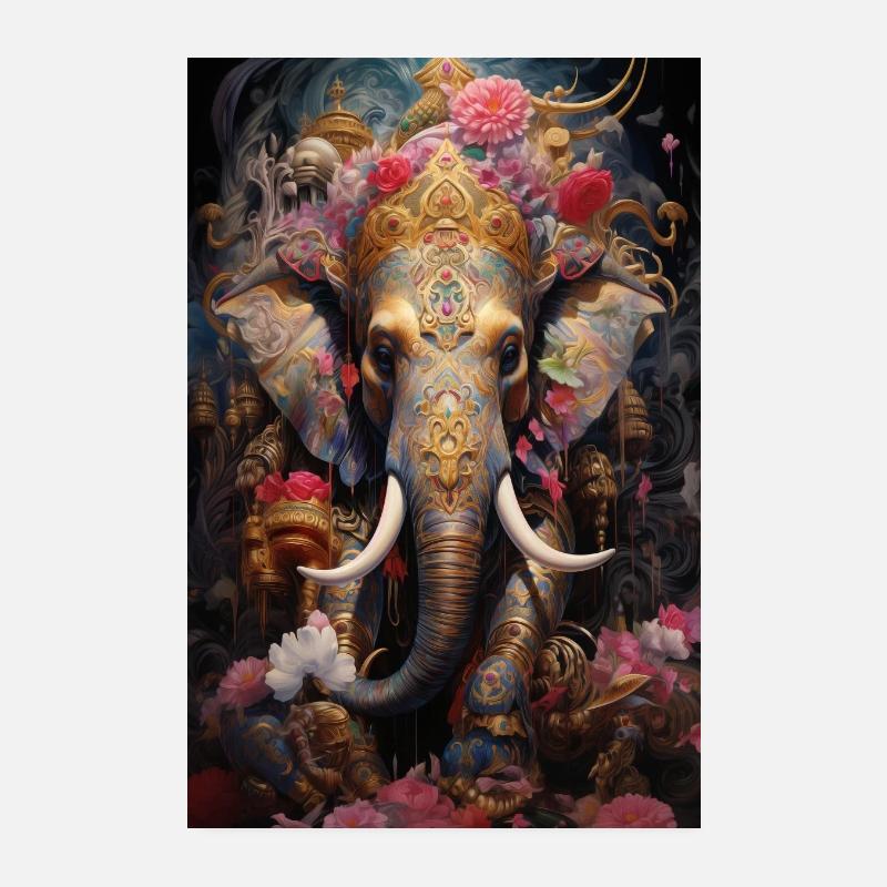 Psychedelischer Thailändischer Elefant Poster 20x30 cm