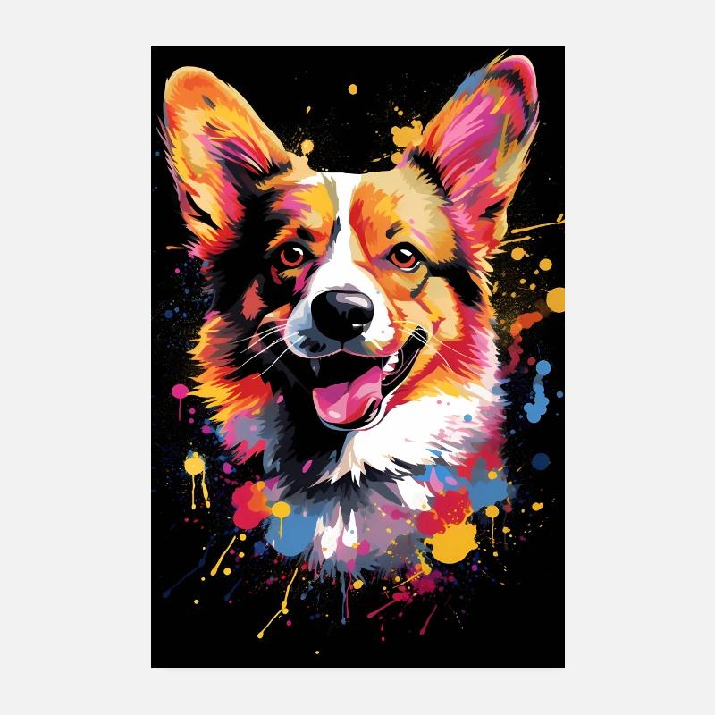 Welsh Corgi coloré Poster 20 x 30 cm