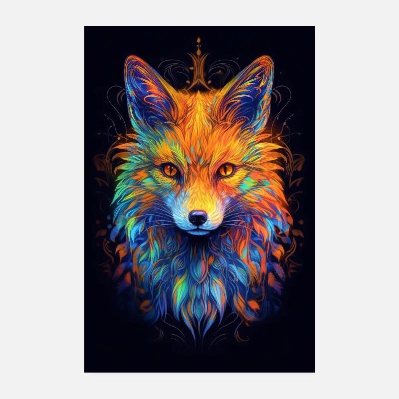 Rotfuchs Potrait Abstrakt Fuchs - Poster 20x30 cm - Weiß