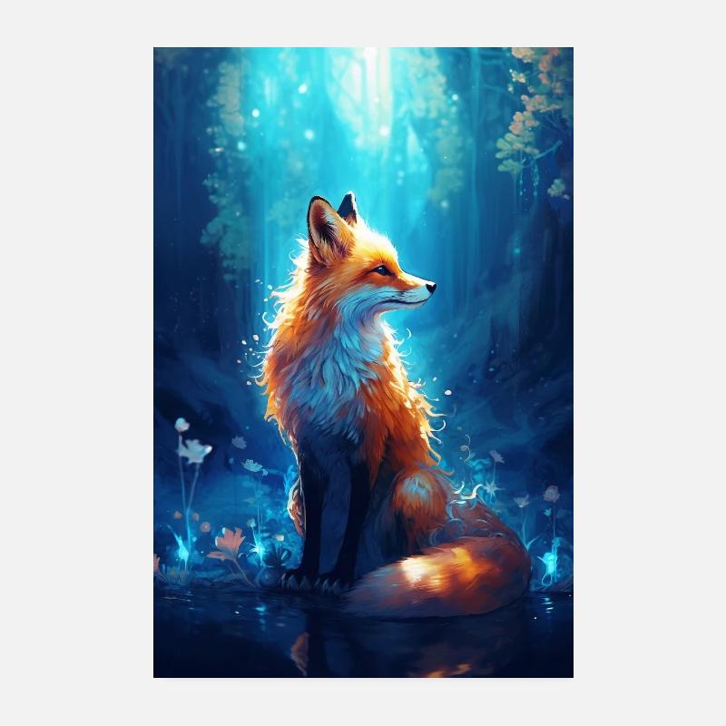 renard dans la forêt renard roux Poster 20 x 30 cm
